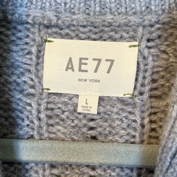 Grey Wool Cashmere Fishermans Knit Cardigan New Size Large AE77 Premium - Picture 6 of 9